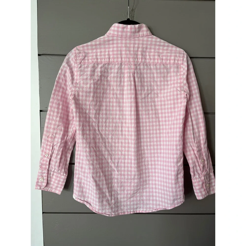 Crewcuts Pink‎ Gingham Button Down Shirt Kids Size 8 Long Sleeve Cotton - Picture 2 of 8